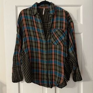 Free People Oversized Flannel Button Down